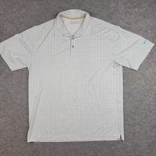 Nike Golf Polo Shirt Mens Large White Geometric Performance Stretch Tagless Top