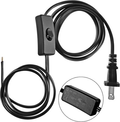 VSEER Lamp Power Cord with On/Off Switch 3A/120V, UL Certified 6FT, Black 