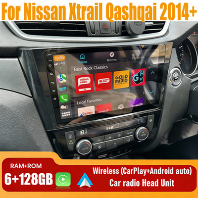10''Wireless Carplay Android Auto Head Unit Kit For Nissan X-Trail/Qashqai 2014+