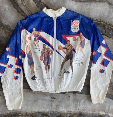 Vintage 1992 Dream Team USA Basketball Kellogs Tyvek Jacket Size
