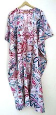 Floral Screen Print Beach Coverup Caftan Nightware Gown Women Maxi White Color