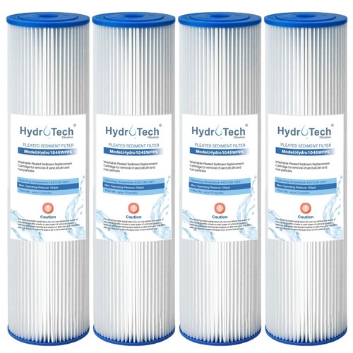 4 x 20 Micron 20" x 4.5" Washable Pleated Sediment Water Filter Cartridges