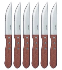 6 Steak Knife Set Serrated Edge Steel Utility Knives Steakhouse Cutlery Utensil