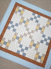 "Little Baby Blue" Handmade Blue/Yellow Baby Quilt, 100 Cotton, Machine quilted