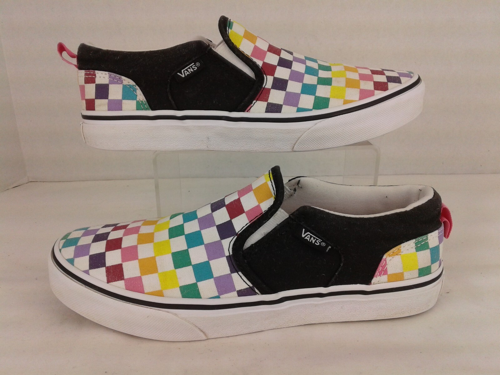Vans Asher Women's Rainbow Checkered Skate Shoes Slip… Gem