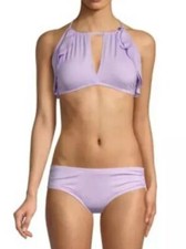 Carmen Marc Valvo Bikini Swimsuit Ruffle Lavender Purple Top M Bottoms S NEW