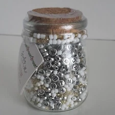 XMAS Jewelry Made By Me DIY Kit Jar Silver White Gold Beads MERRY CHRISTMAS 
