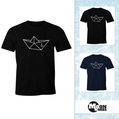 Herren T-Shirt - Schiffchen Origami Anker Seemann Schiff - Comfort Fit
