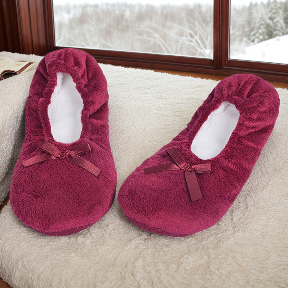 APL Ballerine Pantofole per Donna Ragazza Invernali Pantofole Peluche (Rosso Vino 25
