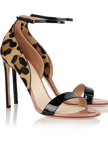 Francesco Russo Leopard Print Calf Hair & Patent Leather Sandals Size UK 3 - Picture 6 of 12