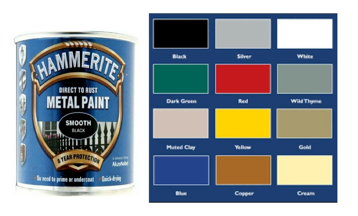 Hammerite Metal Paint Smooth Finish 250ml Assorted Colours