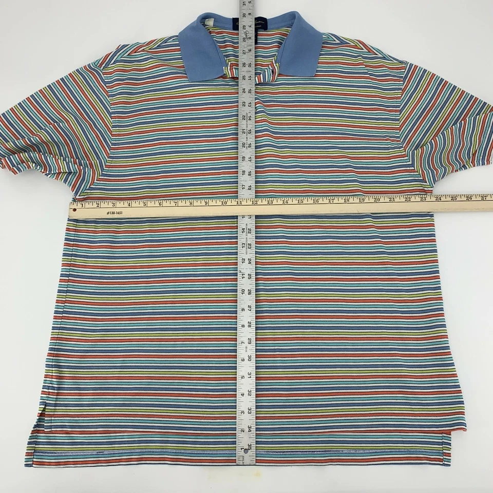 Camisa polo de golf Byron Nelson vintage para hombre talla L colorida a rayas 100 % algodón Foto 4 de 4