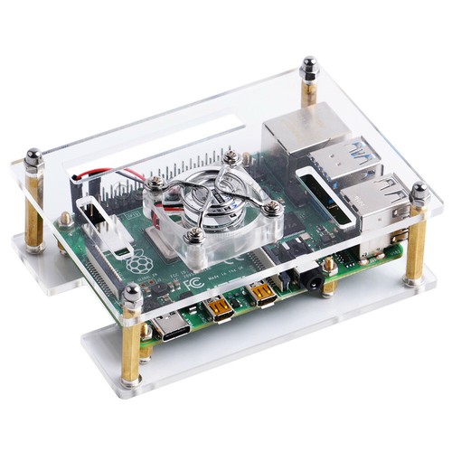 Acrylic Case with Cooling Fan Heatsinks for Raspberry Pi 4 Model B / 3B+ / 3B/2B - Picture 28 of 35