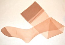 Vintage Pair Gibson Seamless 400 Needle Mesh Stockings Desert Sand Sz 10 Med NOS