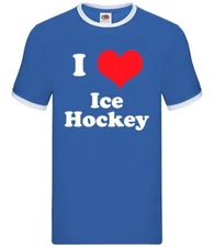 I Love Ice Hockey - Mens Ringer - Equipment Gift Clothing