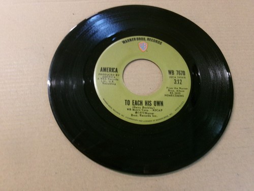 1973 America -Don't Cross The River/To Each His Own WB -45 EX - Foto 2 di 2