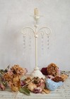 Vintage Wrought Iron Candlestick With Glass Votive, Cream Candle Centrepiece