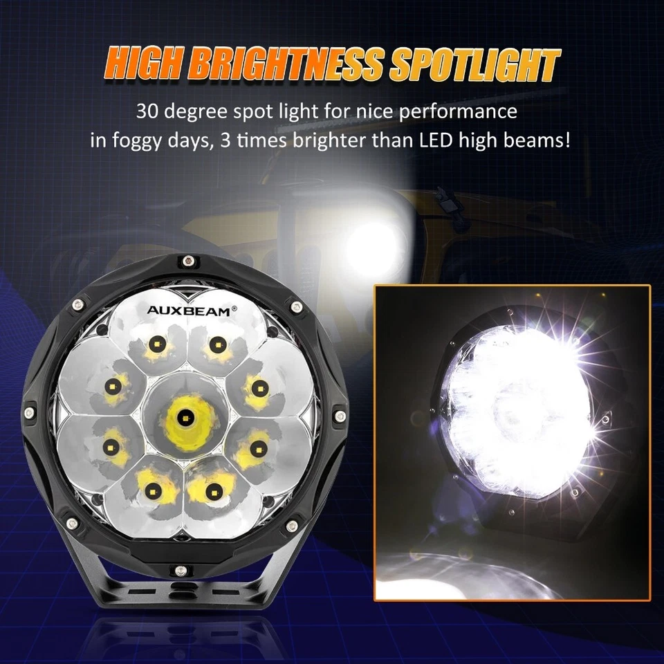 AUXBEAM 7" pulgadas LED barra de luz de trabajo punto conducción lámpara antiniebla para Toyota Land Cruiser Foto 4 de 4