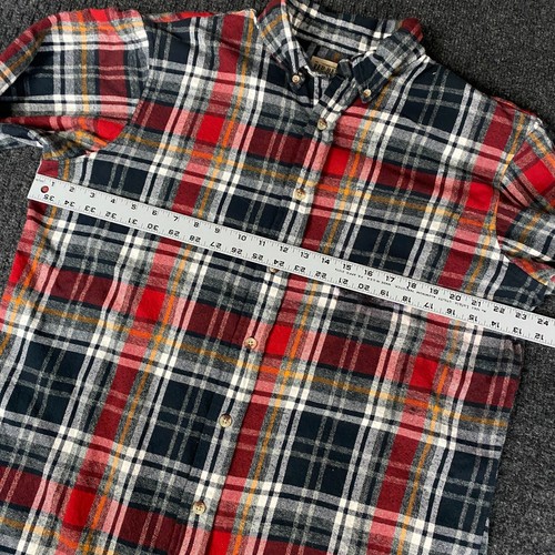 Red Head Mens Flannel Button Down Up Long Sleeve Shirt Plaid L LT Red Navy Blue - Picture 4 of 7