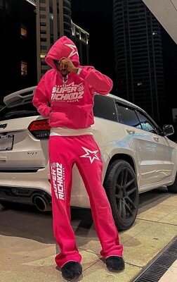 New Men's Hoodie Set 2 PC Super Rich Kidz Sweatshirt Pants Hip Hop