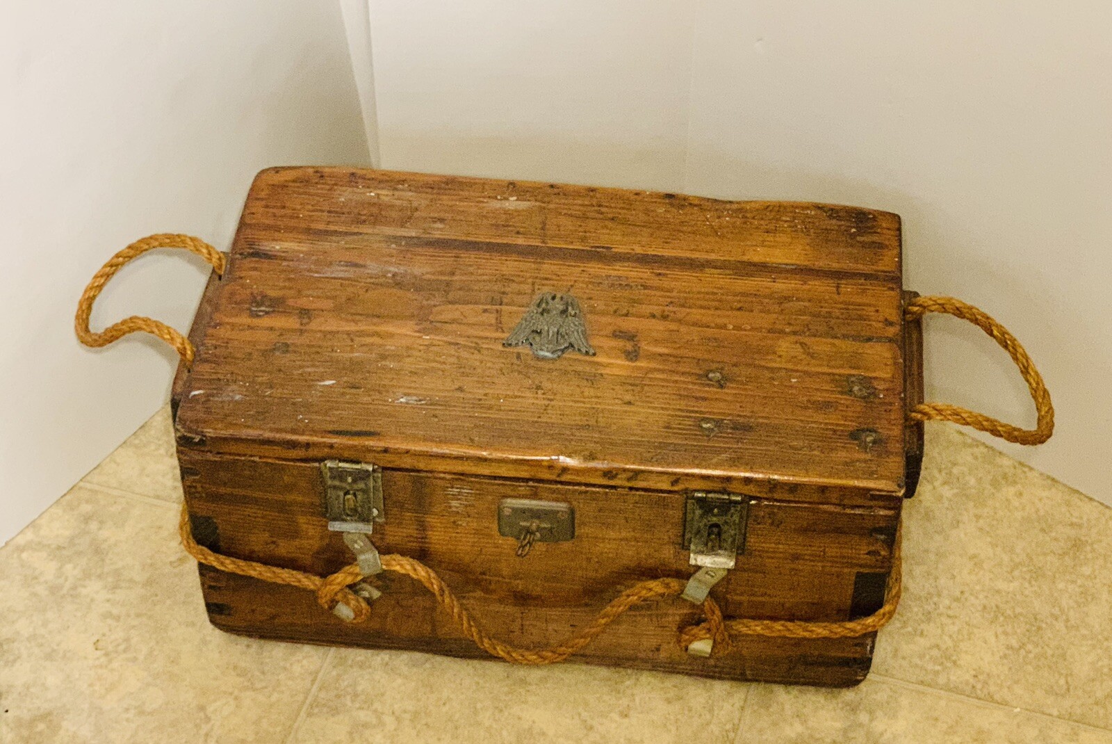 VTG Boy Scout  Wood Foot Locker Storage Trunk 18"x11"x9.5"