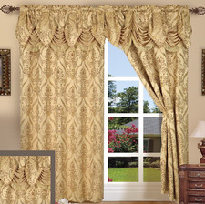 4 pc Window Set Solid Gold Curtains Panels Drapes Pair Valance 84 inch Darkening