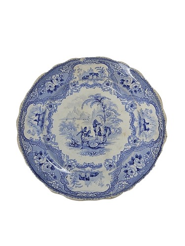 Circa 1829-1861 William Adams and Sons Blue Transferware Plate Columbus #2 (2)