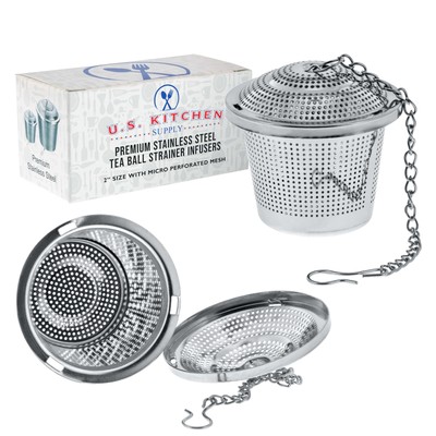 - 2 Premium Stainless Steel Tea Ball Strainer Infusers - 2'' Size with Micro P...
