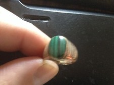 Sterling silver and green stone ring