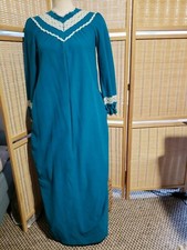VTG JC Penney green lace trim.Bath Robe House Coat nightie PJs Dress Size S 4 6