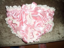 ADULT BABY SISSY PINK SATIN LACE TRIM bikini open front