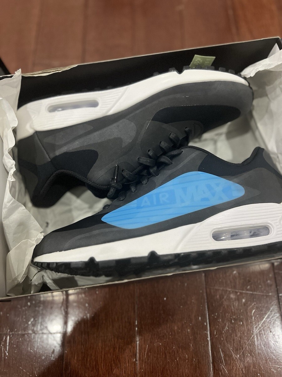 NEW NIKE AIR MAX 90 NS GPX BLACK/LASER BLUE CYAN SIZE 10 SNEAKERS