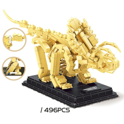 Triceratops Skelett Dinosaurier Fossilien Bausteine Ziegel Set mit Ständer