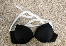 Victoria's Secret VS Swim Bikini Bombshell Black Crisscross Push Up Top 34C/Med