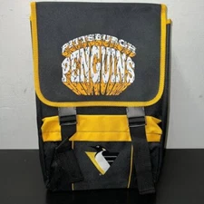 Vintage Pittsburgh Penguins Retreat Backpack Bag Yellow NHL Nasco Little America