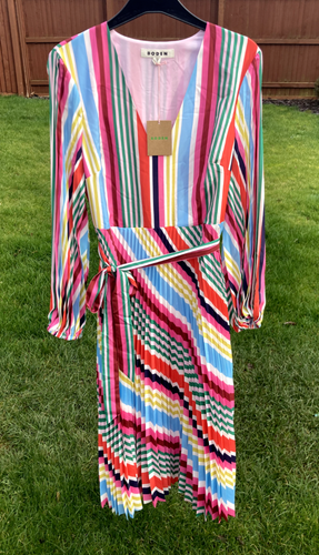 BODEN V-neck pleated midi dress size 12 reg multi-colour D0880 --- bwb - Picture 7 of 7