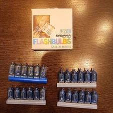 Sylvania Blue Dot Flashbulbs AG1B - Full Box of 24 Blue Bulbs Vintage Never Used