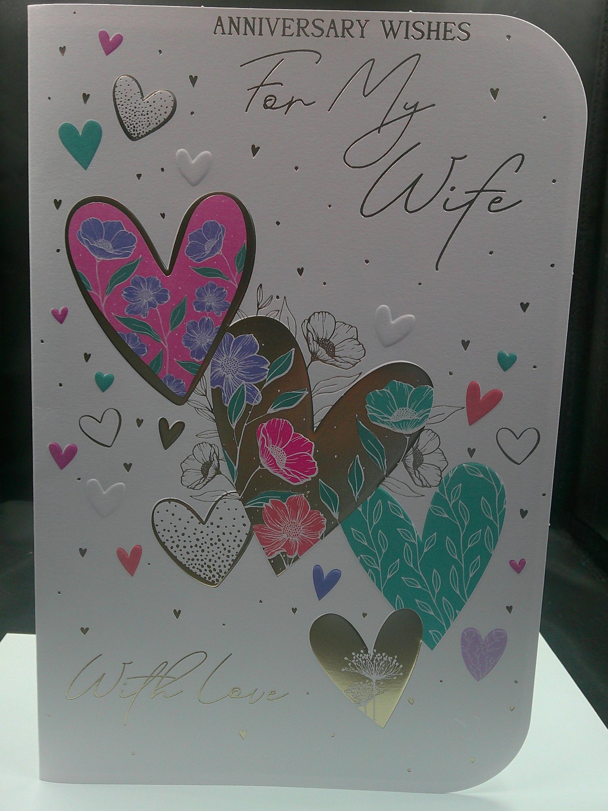 WIFE ANNIVERSARY CARD VERSE  9""X 6"" TRADITIONAL CUTE
