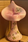 Fenton Rosaline Spiral HP Optic Pink Hummingbird Jack In The Pulpit Signed Vase