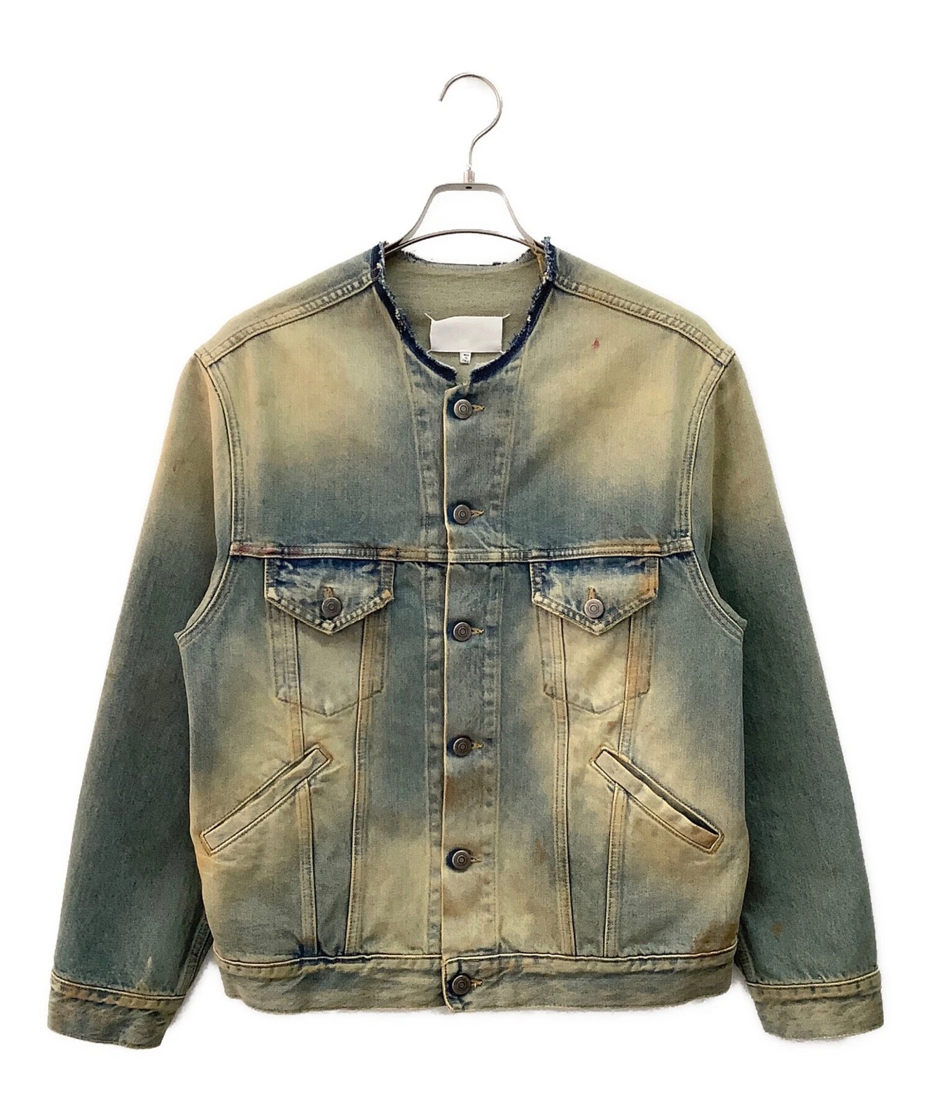 Maison Margiela Giacca vintage senza colletto lavabile blu taglia 48