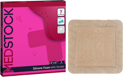 #ad Silicone Foam Dressing with Border 6quot;X6quot; Pack of 5 Wound Care Super Absorbe $45.99