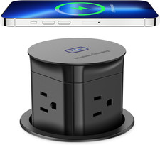 3 Inch Pop up Outlet with 15W Wireless Charger,15A Outlets,Pop up Countertop Rec