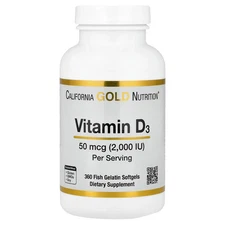 Vitamin D3, 50 mcg (2,000 IU), 360 Fish Gelatin Softgels