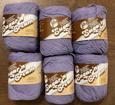 6 Skeins Lily Sugar 'n Cream Cotton Worsted Yarn Crochet Knit ~ Hot Purple ~ Lot - Image 1 of 4