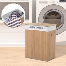 Laundry Hamper Basket Wooden Washing Clothes Bin Storage