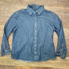 Port Company medium wash denim button-down jean shirt size XL B169