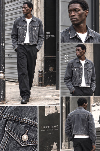 Helmut Lang, Vintage Helmut Lang Herren Jeansjacke Large Schwarz Typ 3 Trucker Made Italy 90s