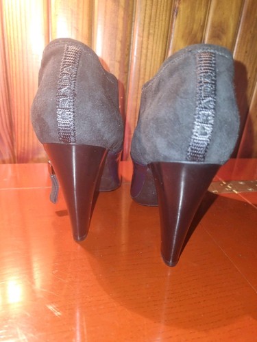 PRADA ANKLE BOOTIES PURPLE LEATHER/BLACK SUEDE SIZE 36.5 MADE IN ITALY RRP$3200 - Picture 13 of 14