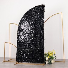 7 ft BLACK Double Sided Big Payette Sequin Half Moon Arch STAND COVER Party
