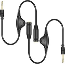 PChero 3.5mm Headphone Extension Cables, 2pcs Male 1 ft, 2 Packs, Black
